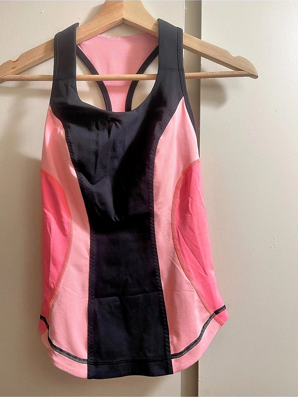 lululemon Nulu and Mesh-Back Shelf-Bra Yoga Tank Top Pink & Black Athletic Tank